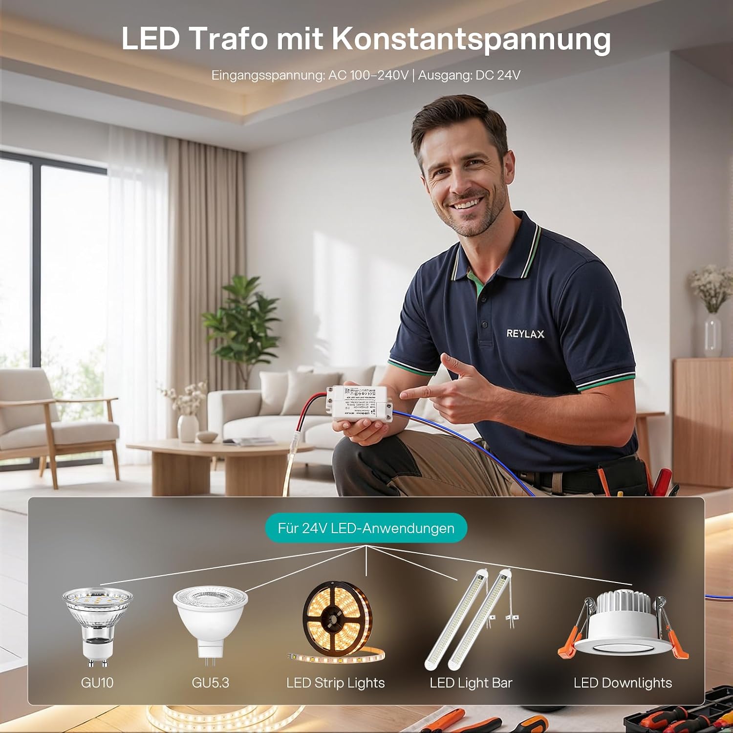 REYLAX LED Transformer with compatible LED light types
