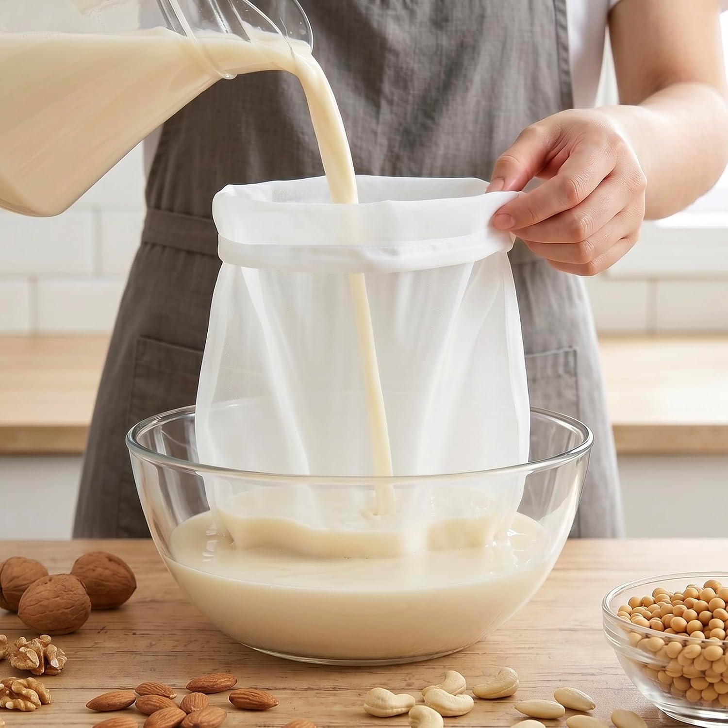 Nut Milk Bag， Reusable Food Strainer Bag,200-Mesh 6-Pack