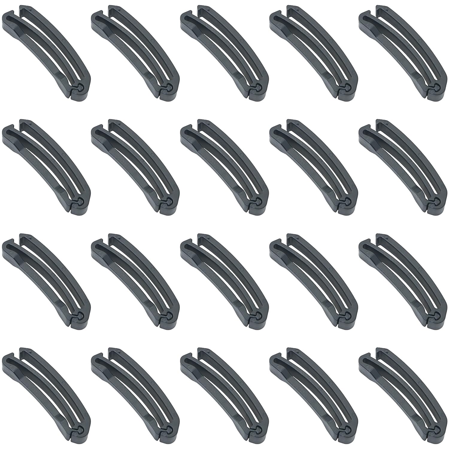 FMHXG 20PCS Strap Clip Buckle Double Layer Open End Webbing Clip 38mm Inner Diameter Polypropylene Sliding Buckle Backpack Strap Retainer Black