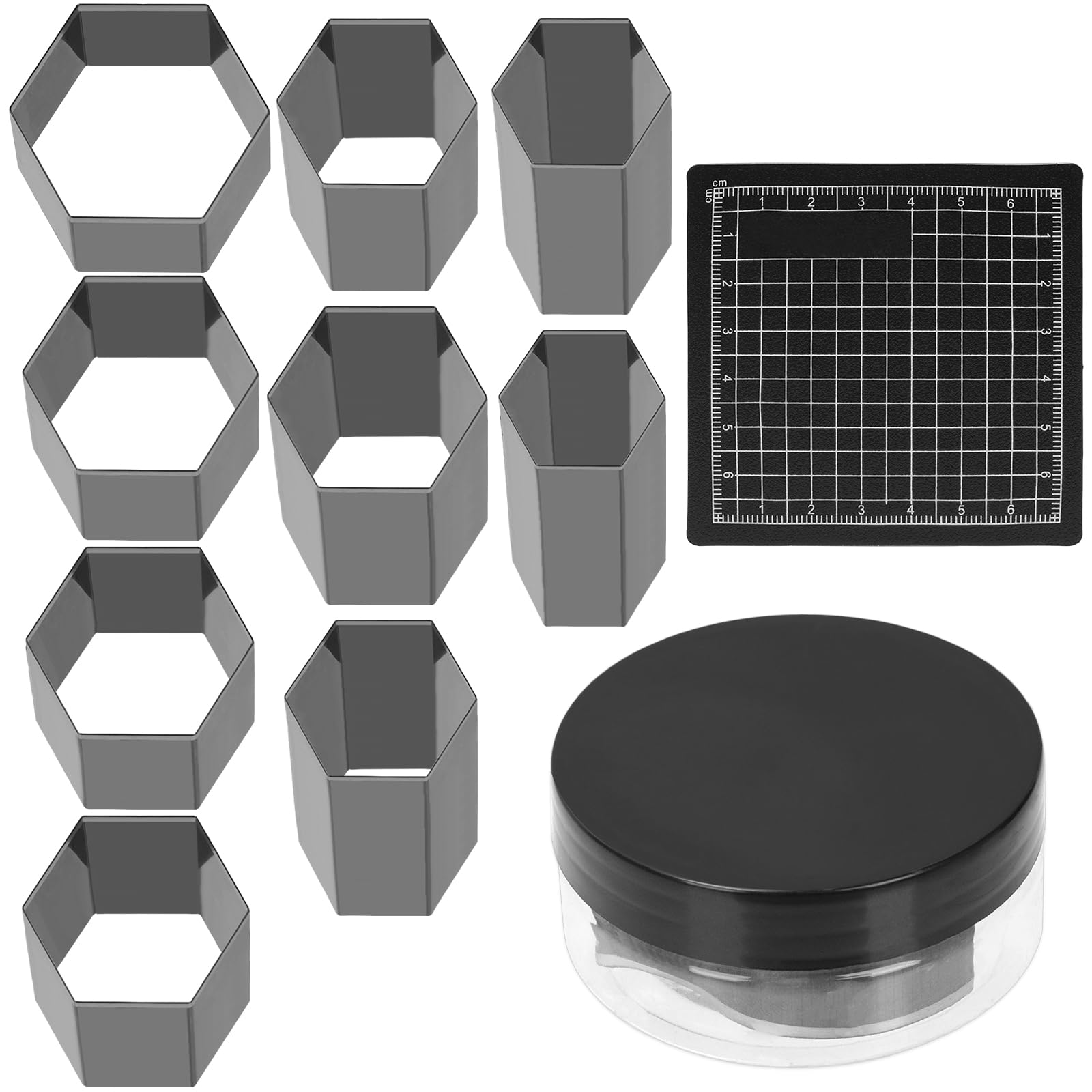 Keadic 10Pcs Hexagon Leather Cutter Tool Set 9 Sizes Hexagon Shape Leather Cutting Dies Hexagon Punch Tools Sharp Hollow Die Cutters for Earring Jewelry DIY Leather Crafts
