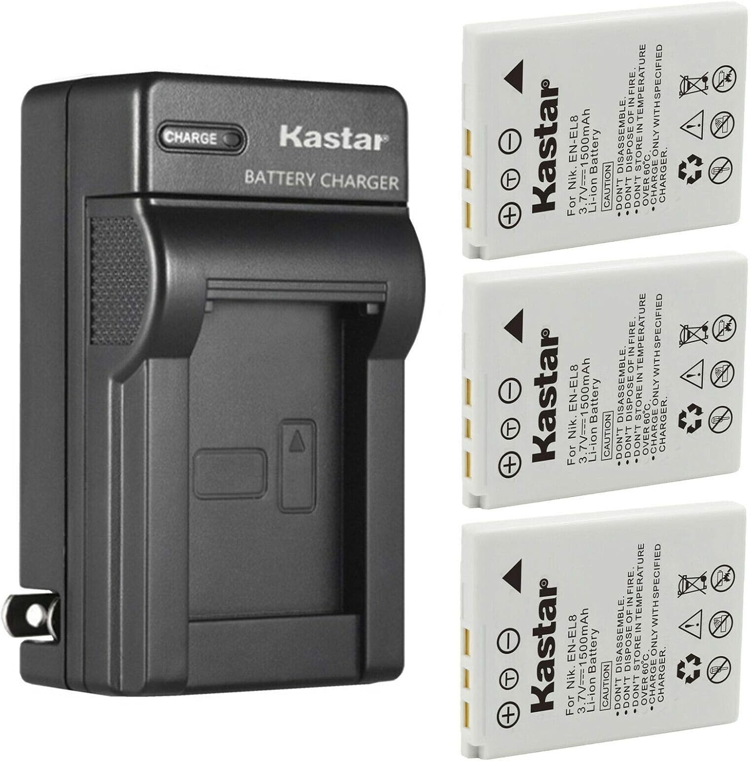 Kastar 4-Pack Battery and AC Wall Charger Replacement for Nikon Coolpix S7c, Coolpix S8, Coolpix S9, Coolpix S50, Coolpix S50c, Coolpix S51, Coolpix S51c, Coolpix S52, Coolpix S52c Camera
