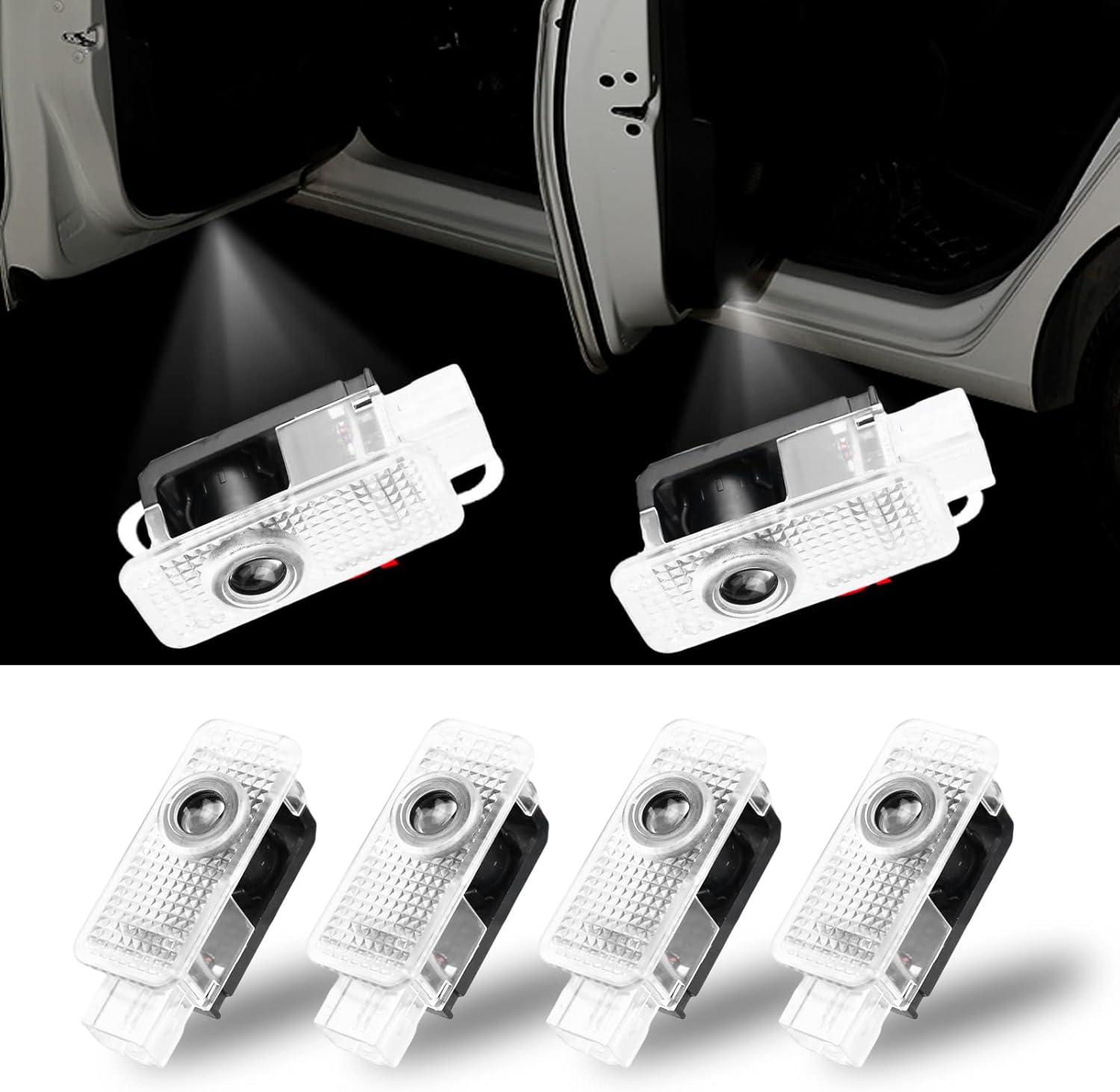 Pack of 4 Car Door Logo Projector, Car Door Lighting Logo, LED Door