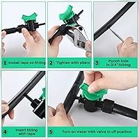 Vista 3 de Hiboom 10 piezas de accesorios de riego de cinta de goteo de 5/8 pulgadas (0.630 in) x 1/4 pulgadas, válvula adaptadora de despegue de tubería