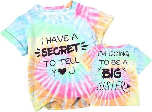 QLIPIN Camiseta de manga corta con texto en inglés "Big Sister Promoted to Big Sister", "I'm Going to Be A Big Sister"