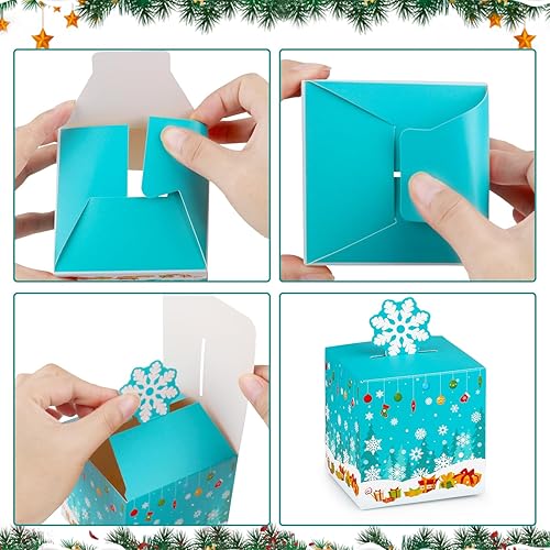 Miniatura 5 de Waenerec 24 cajas de regalo de Navidad, caja de dulces de Navidad 3D para niños, galletas de Navidad, adornos de papel, cajas de Papá Noel para
