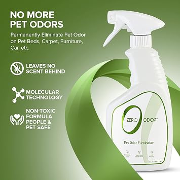 Zero Odor - Pet Odor Eliminator - Permanently Eliminate Air & Surface Odors 16 Oz Litter Odor Eliminator 64oz Refill