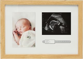 Kate & Milo Hospital ID Bracelet, Photo, and Sonogram Wooden Sentiment Frame, Pregnancy, Baby, and Newborn Keepsake