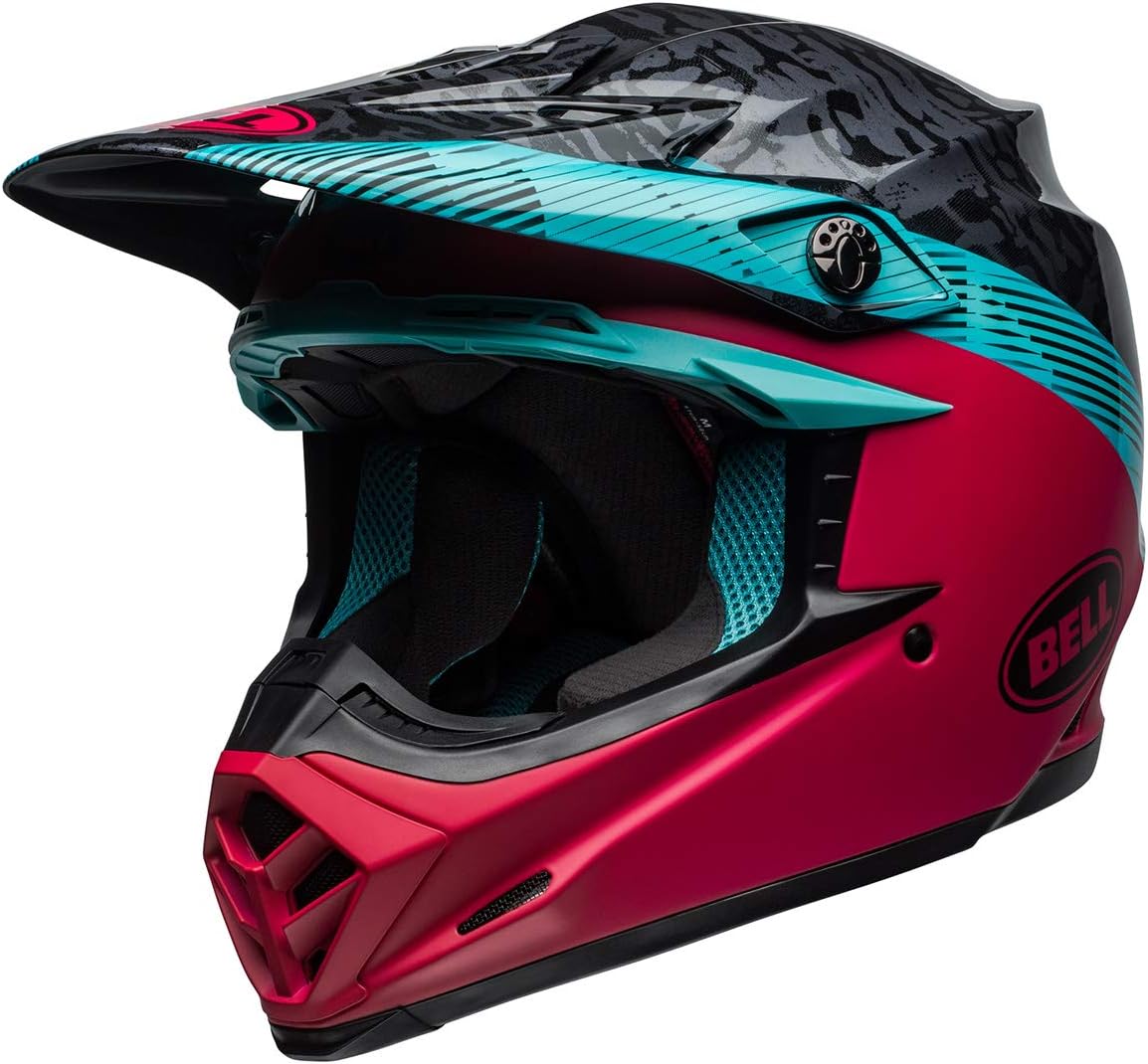 BELL Moto-9 Adult Off-Road Motorcycle Helmet - Chief Matte/Gloss Black/Blue/Pink/Medium