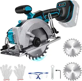 Serra circular sem fio de 5,5 polegadas para bateria Makita de 18 V, serra elétrica de madeira com motor sem escova, bisel de corte de 0-45°, profundidade máxima de corte de 4,8 cm (90°), 4 cm (45°