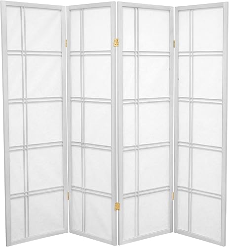 Miniatura 1 de Oriental Furniture Pantalla Shoji de doble cruz de 5 pies de alto color blanco 4 paneles