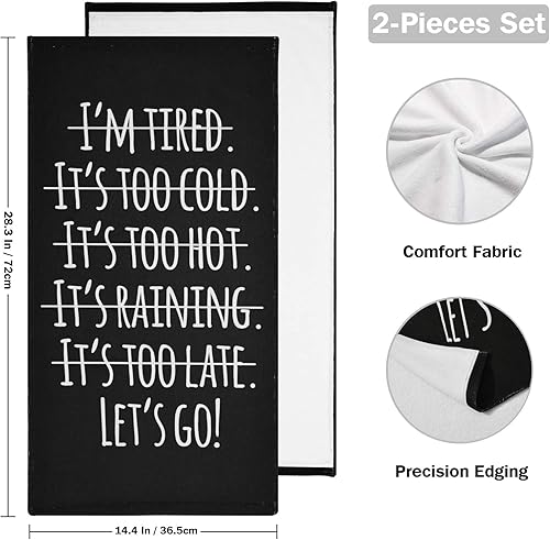 Miniatura 2 de ALAZA Juego de 2 toallas de mano motivacionales con cita deportiva, toalla suave y absorbente para el hogar, baño, cocina, gimnasio, playa, 28.3 x