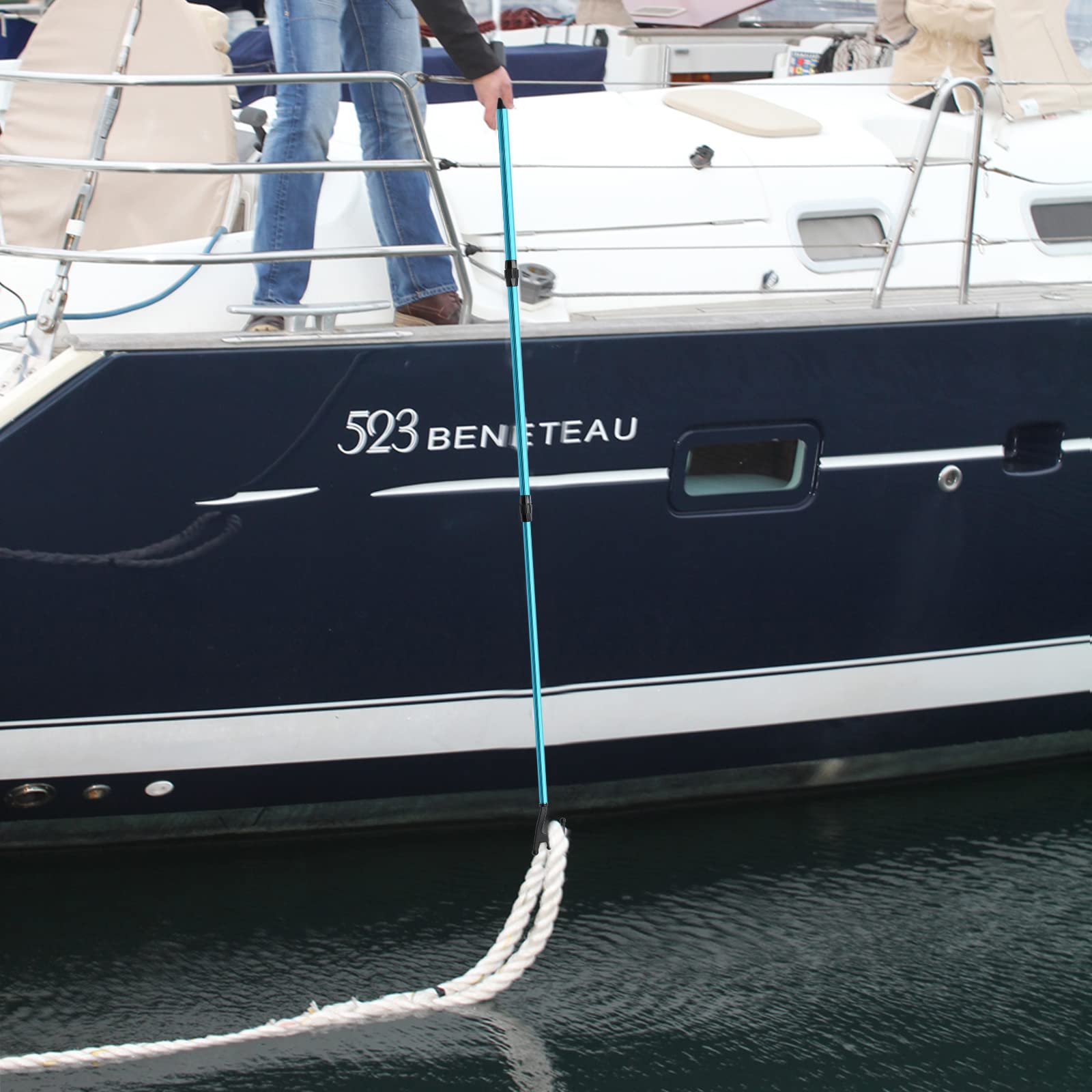 SANLIKE Teleskop Bootshaken aus Aluminium, verstellbare Andockstange für Pontonboote & Wasserfahrzeuge, leicht & langlebig, Bootszubehör Farbe Blau