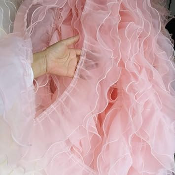 Exquisite Blush Ruffled Lace Trim 2 Layered Ruffle Lace Organza Dress Hem for Fringe Dress Wedding Doll Outfit