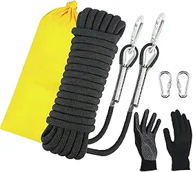 Corda de escalada estática de 10 mm – Corda de escalada resistente para escalada, equipamento de escalada de árvores, corda de arborista e corda de acampamento, força de alta resistência à