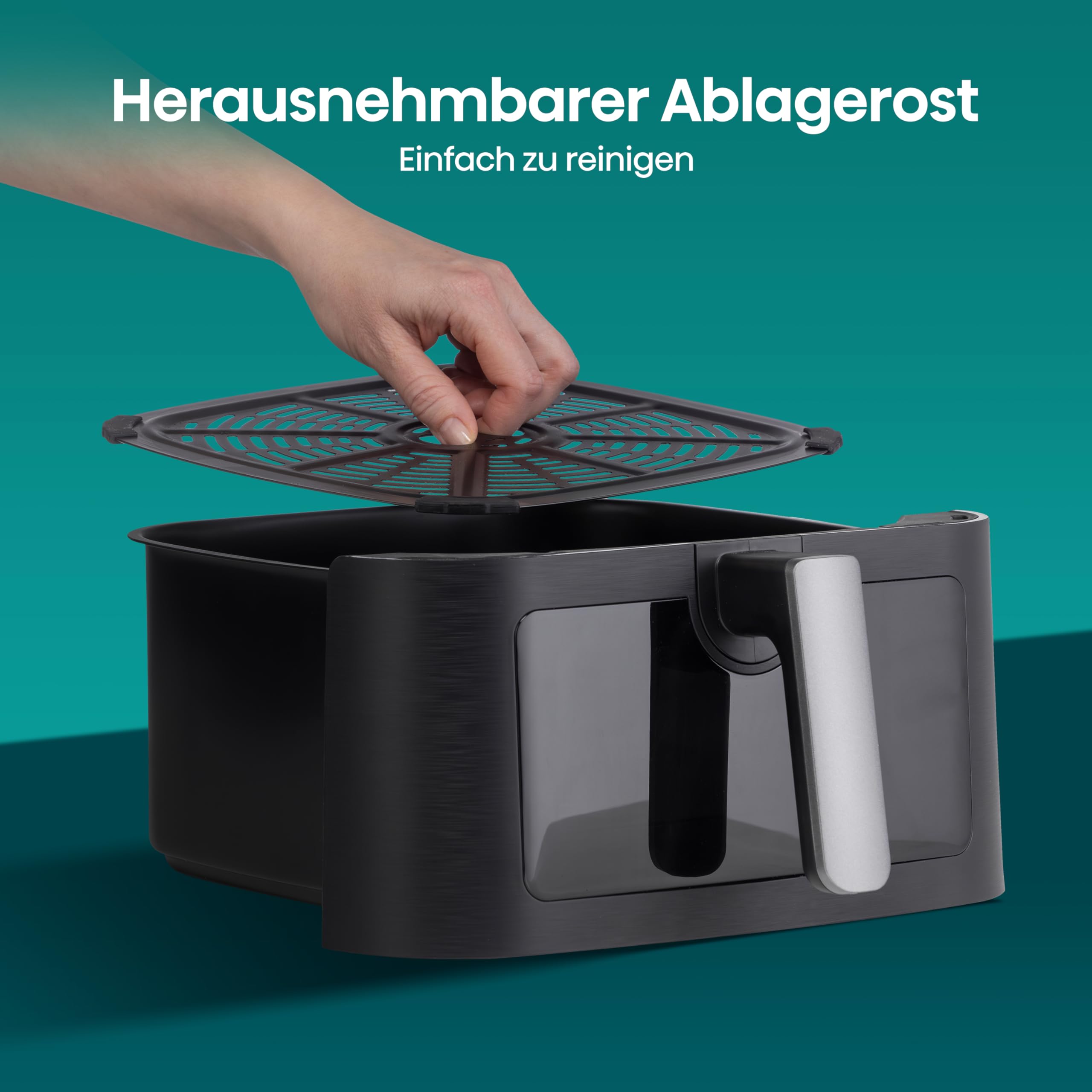 Hisense HAF2100DCD Heißluftfritteuse /2100 W /7,7 L Kapazität /10 voreingestellte Programme/Antihaft-Beschichtung/Energieeffizient/Start Delay Funktion/HxBxT: 40,1 x 31 x 35 cm/Schwarz