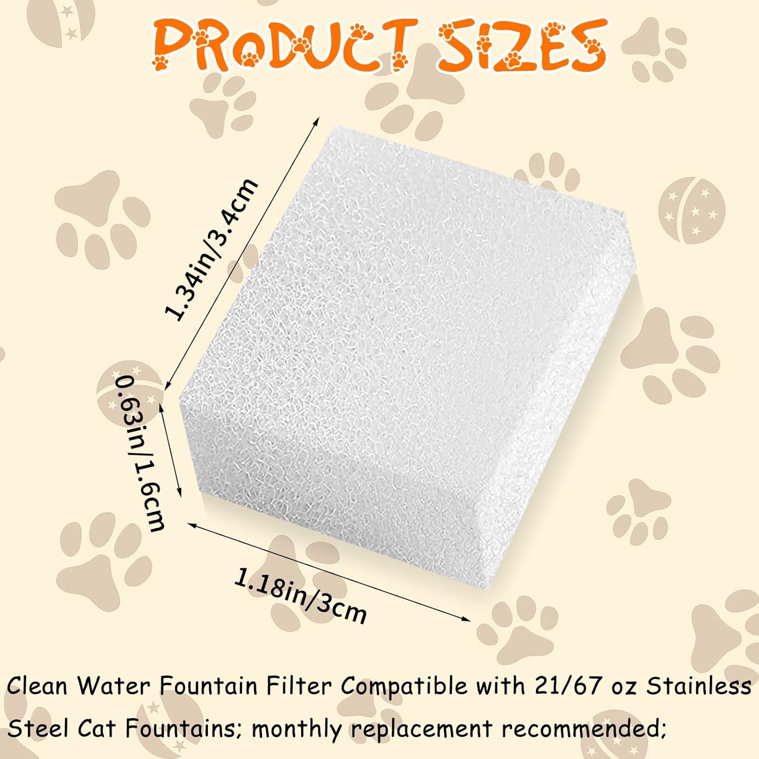 32 Pcs Pet Replacement Sponge Filters Pet Fountain Filter Foam for 67oz/ 2L Dog Cat Water Fountain Filters Pet Fountain Replacement Foam Sponge Pre-Filters for Multiple Pet Fountain - Image 2