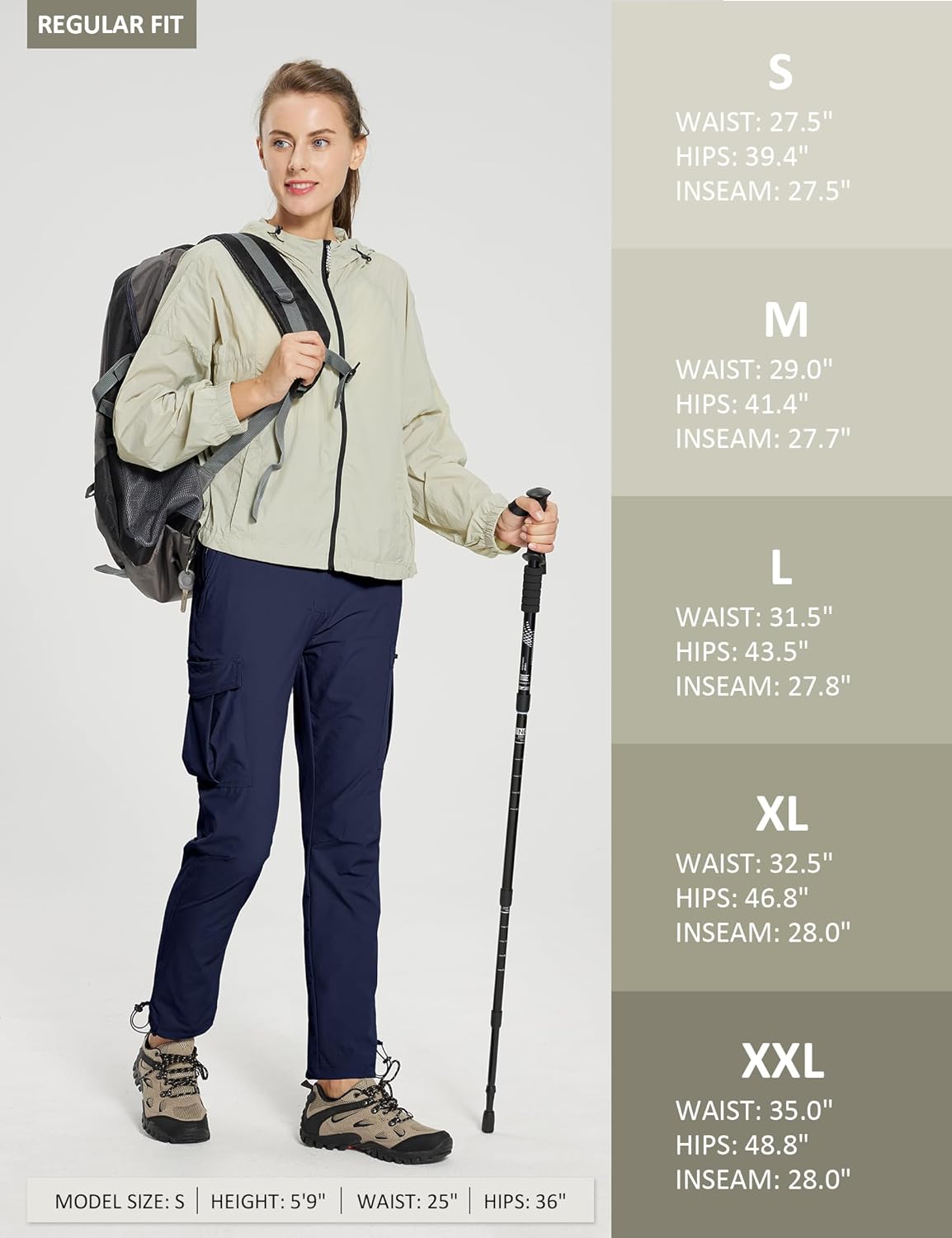 MOURCE Womens Hiking Pants Lightweight - Quick Dry Water Resistant Cargo Pants Women with 7 Pockets & Adjustable Ankle Cuffs - Image 6