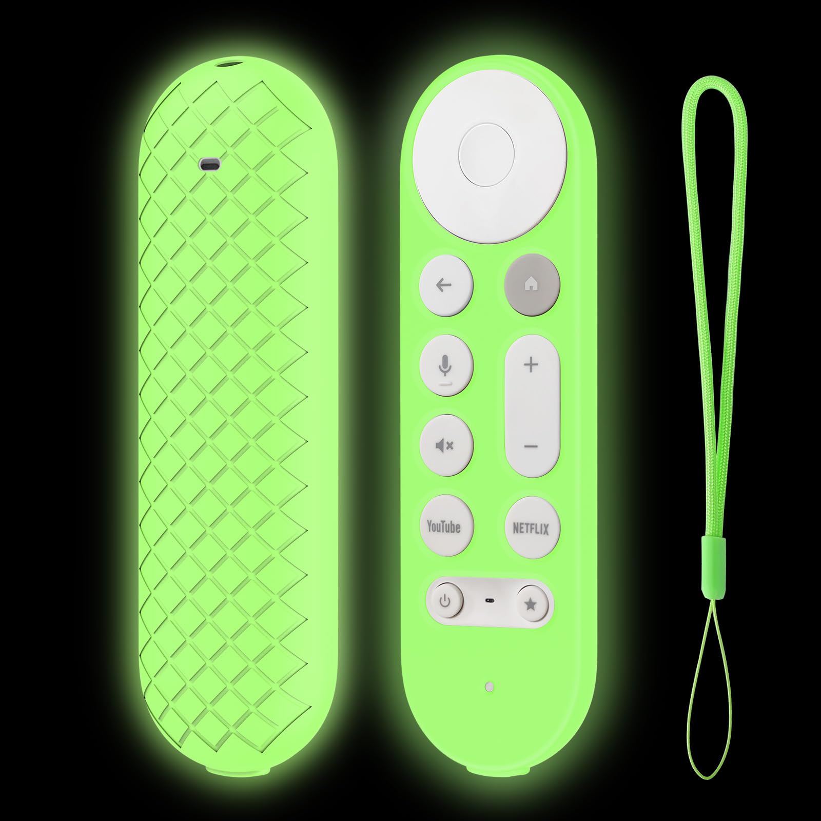 LEFXMOPHY Glow Cover for Google TV Streamer 4K Remote 2024 Voice Remote Green Silicone Case Protector