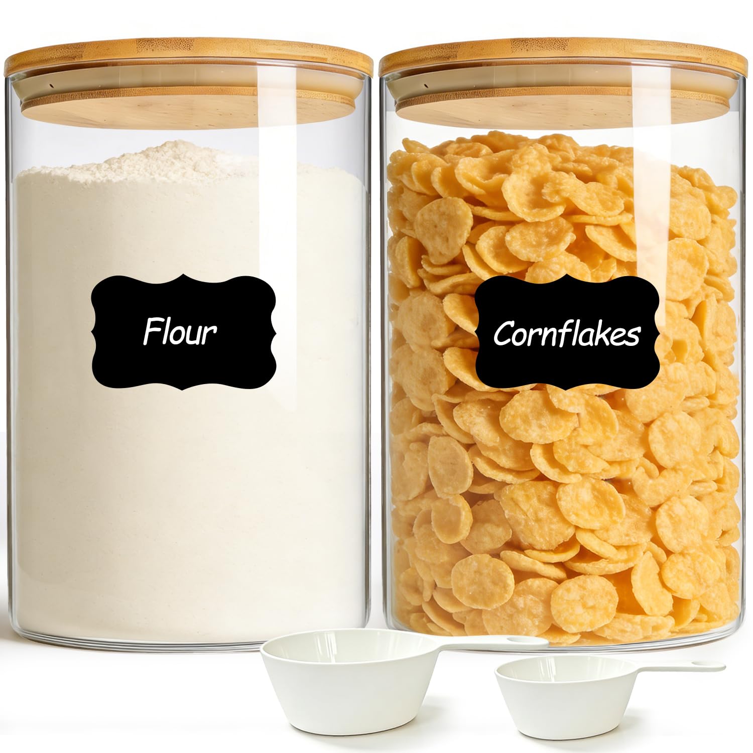 ComSaf 2Pcs Large Glass Storage Containers with Lids