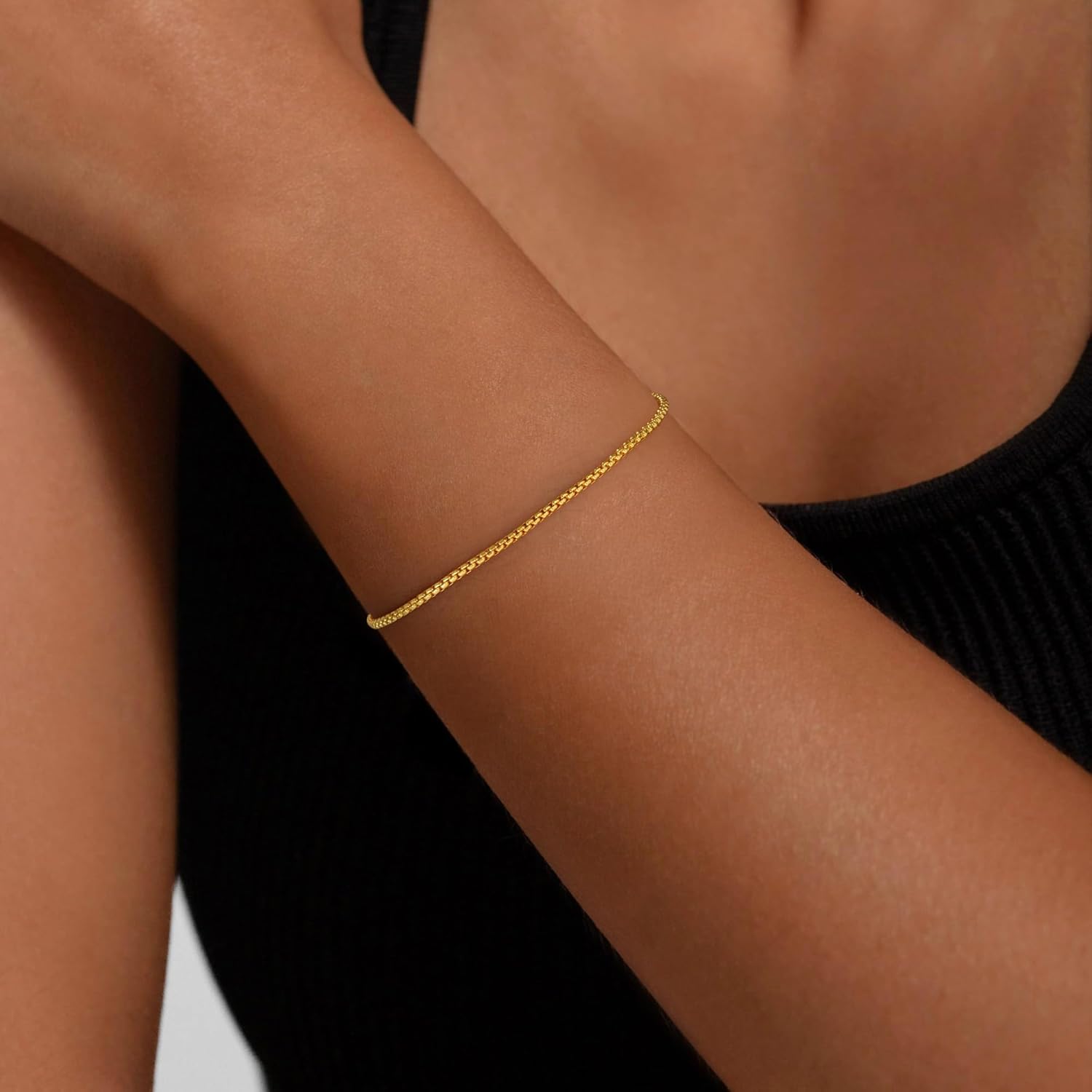 S925 Sterling Silver Box Bracelets for Women - Sterling Silver Box Chain Bracelet Handmade Jewelry Gold Bracelets for Women 6.5/7/7.5/8 Inch - Image 6