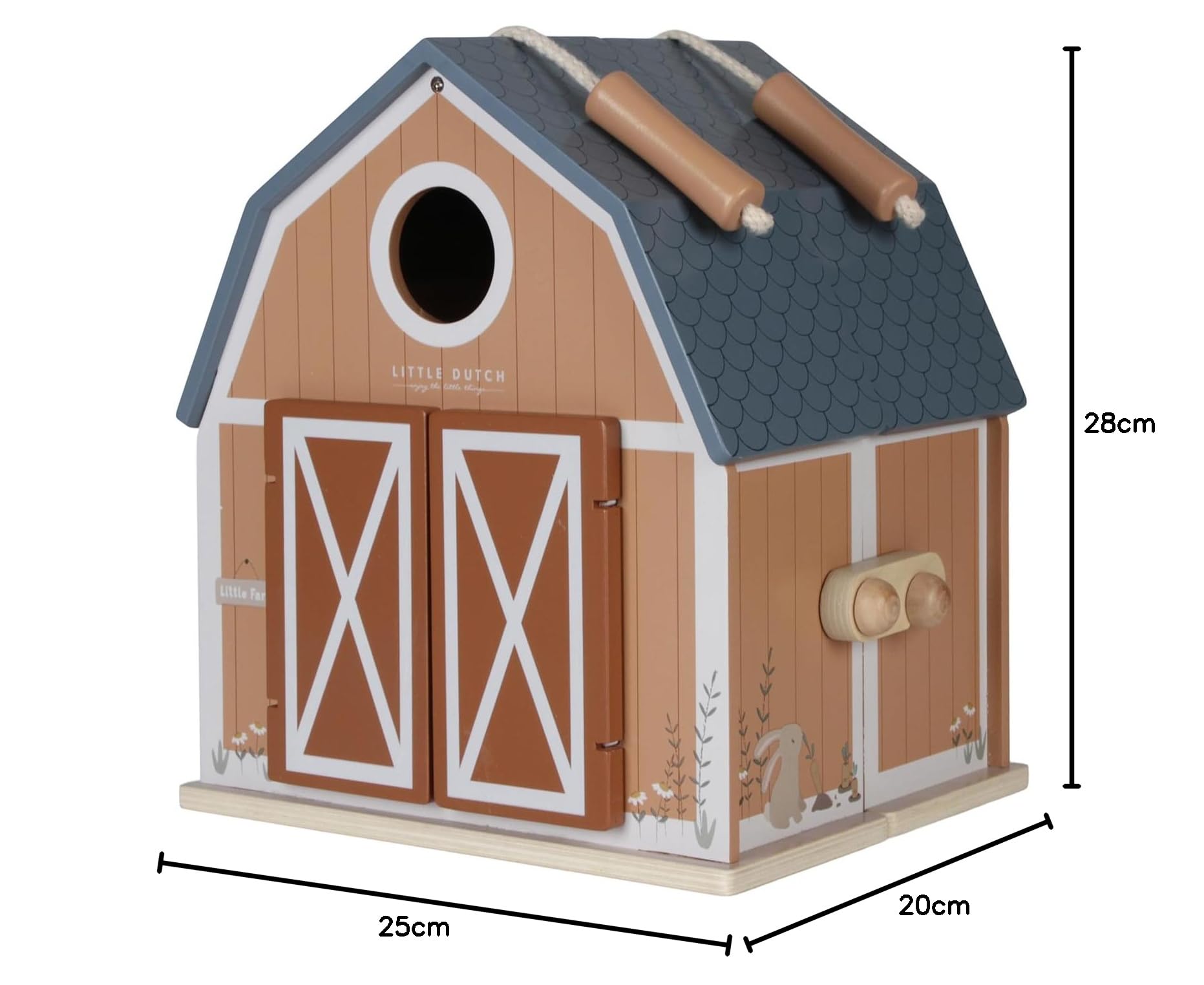 Little Dutch Bauernhof Puppenhaus aus Holz tragbar und aufklappbar mit viel Zubehör und Spielfiguren Tiere - Little Farm