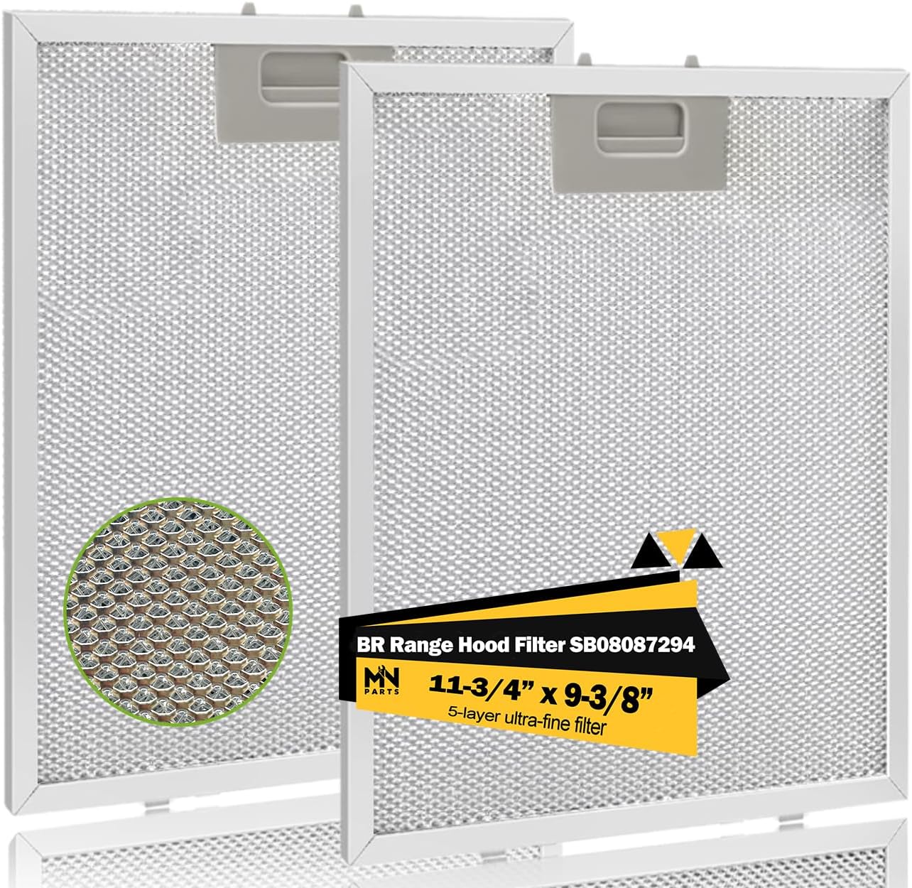 SB08087294 Filter for Broan Range Hood, 2 Pack | Fits Broan Range Hoods SB08087294, Size 11.75" x 9.40", Aluminum Grease Filter 2 Pack for Kitchen Ventilation