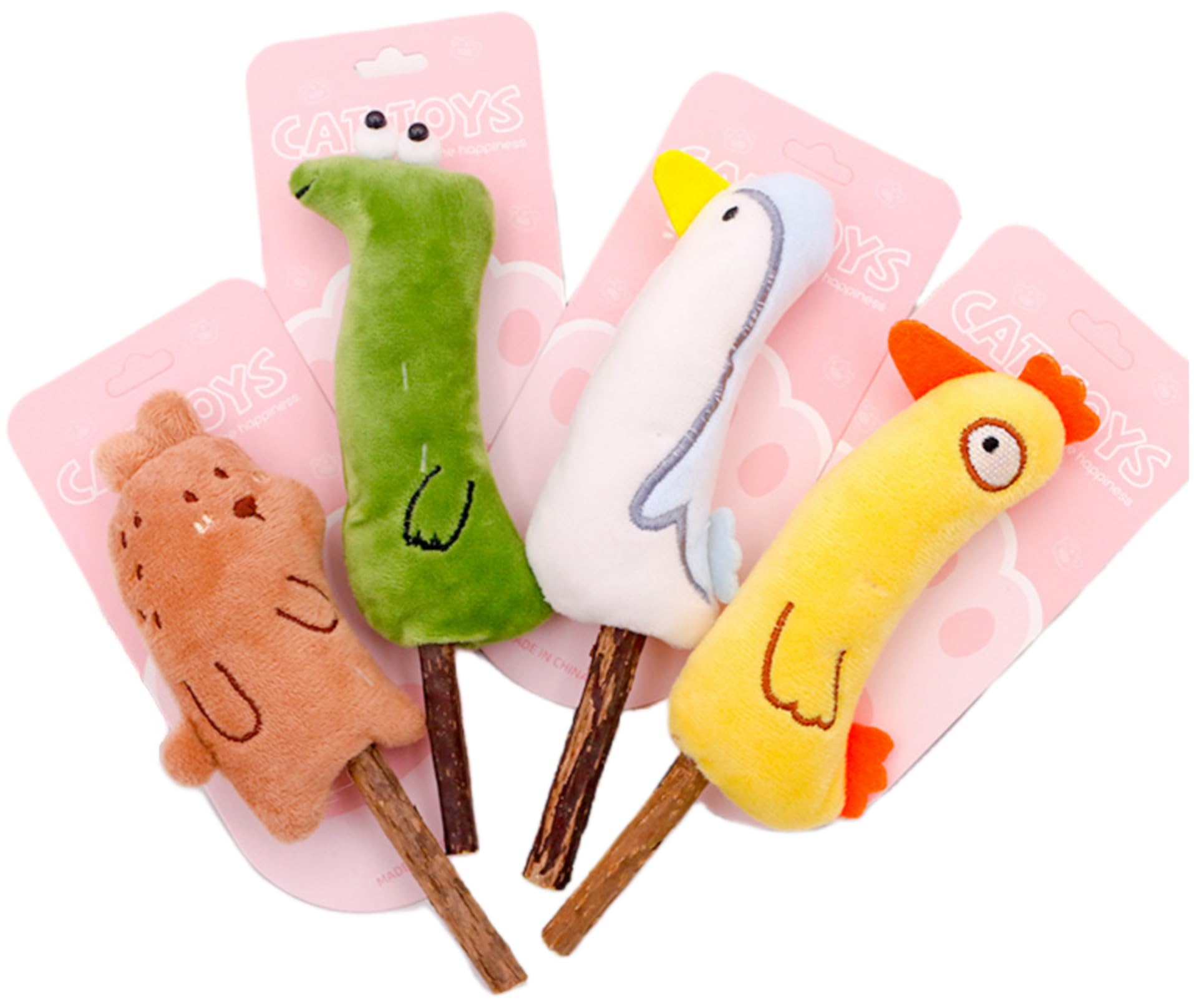 Amazon | 4点セット 猫歯ぎしり棒 ぬいぐるみ 猫噛みおもちゃ 