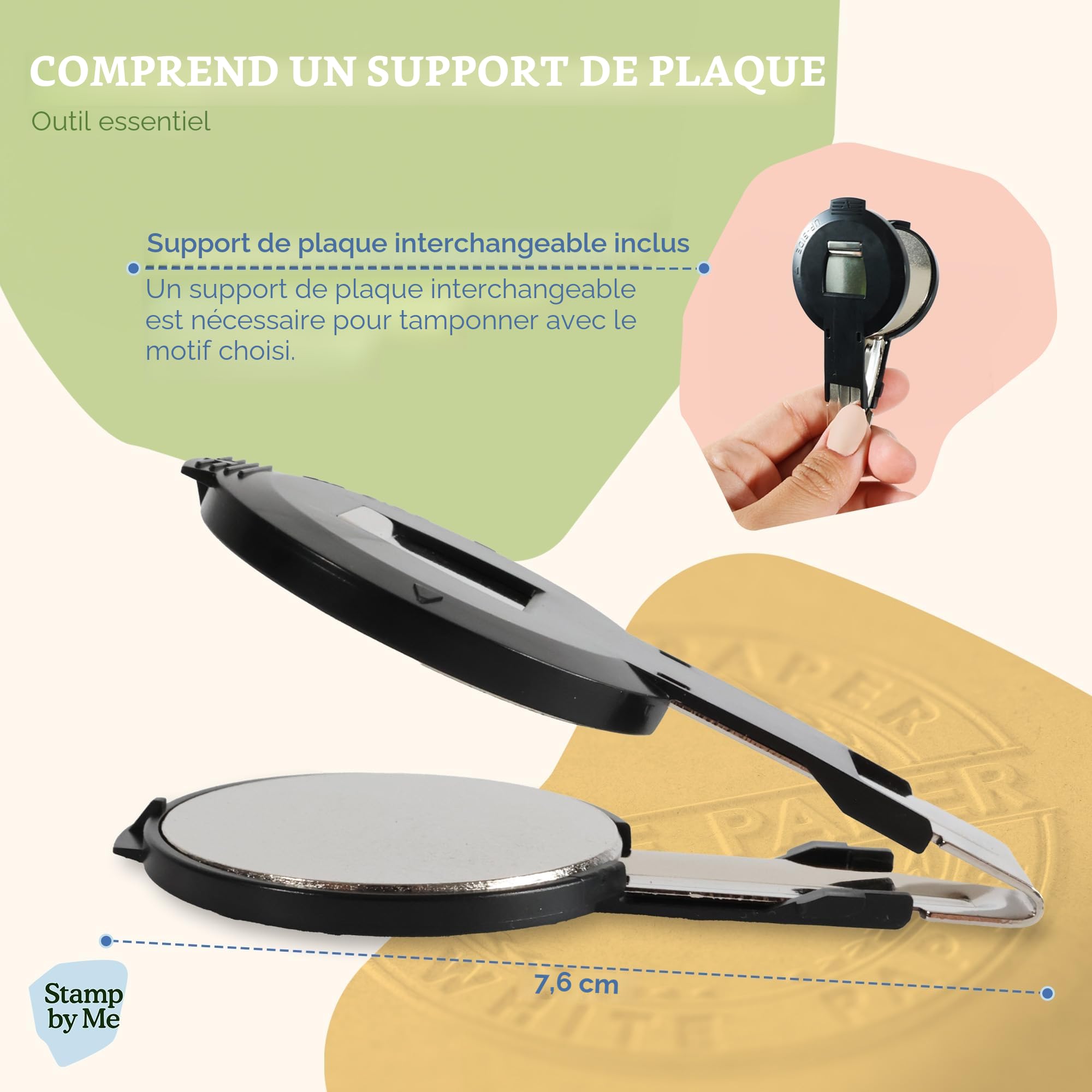 Stamp By Me - Tampon Gaufrage Personnalisé | Tampon Personnalisé pour Papier, Livres et Bibliothèque | Embosseur & Pince à Gaufrer Personnalisée | Ex Libris Floral, Auto-Encreur | Custom Embosseuse