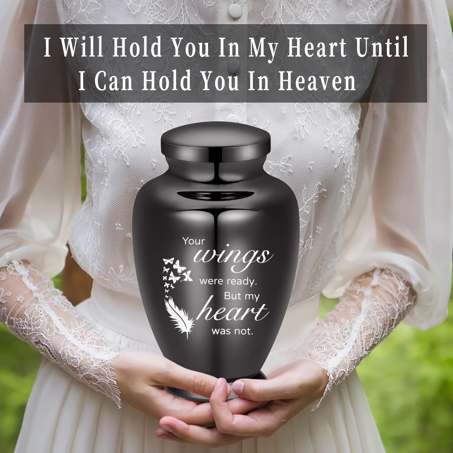 shajwo Large Cremation Urn for Ashes Human Adult Female Male Angel Wings Stainless Steel Urn for Human Ashes for Women Men Memorial Burial Funeral Decorative Urns for Ashes Keepsake Up to 220 IBS