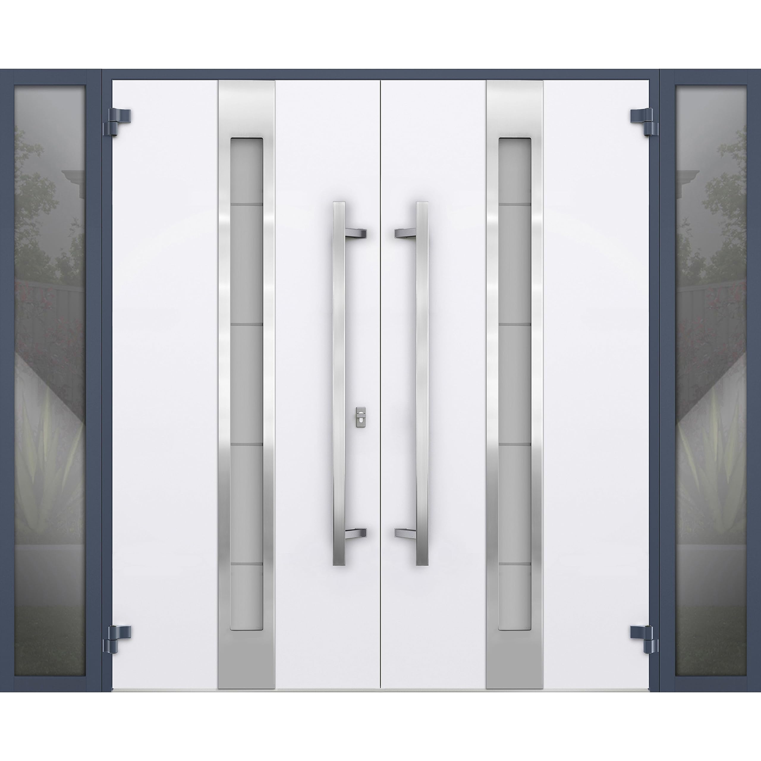 VDOMDOORS Front Exterior Prehung Metal Double Doors/Deux 1717 Gray