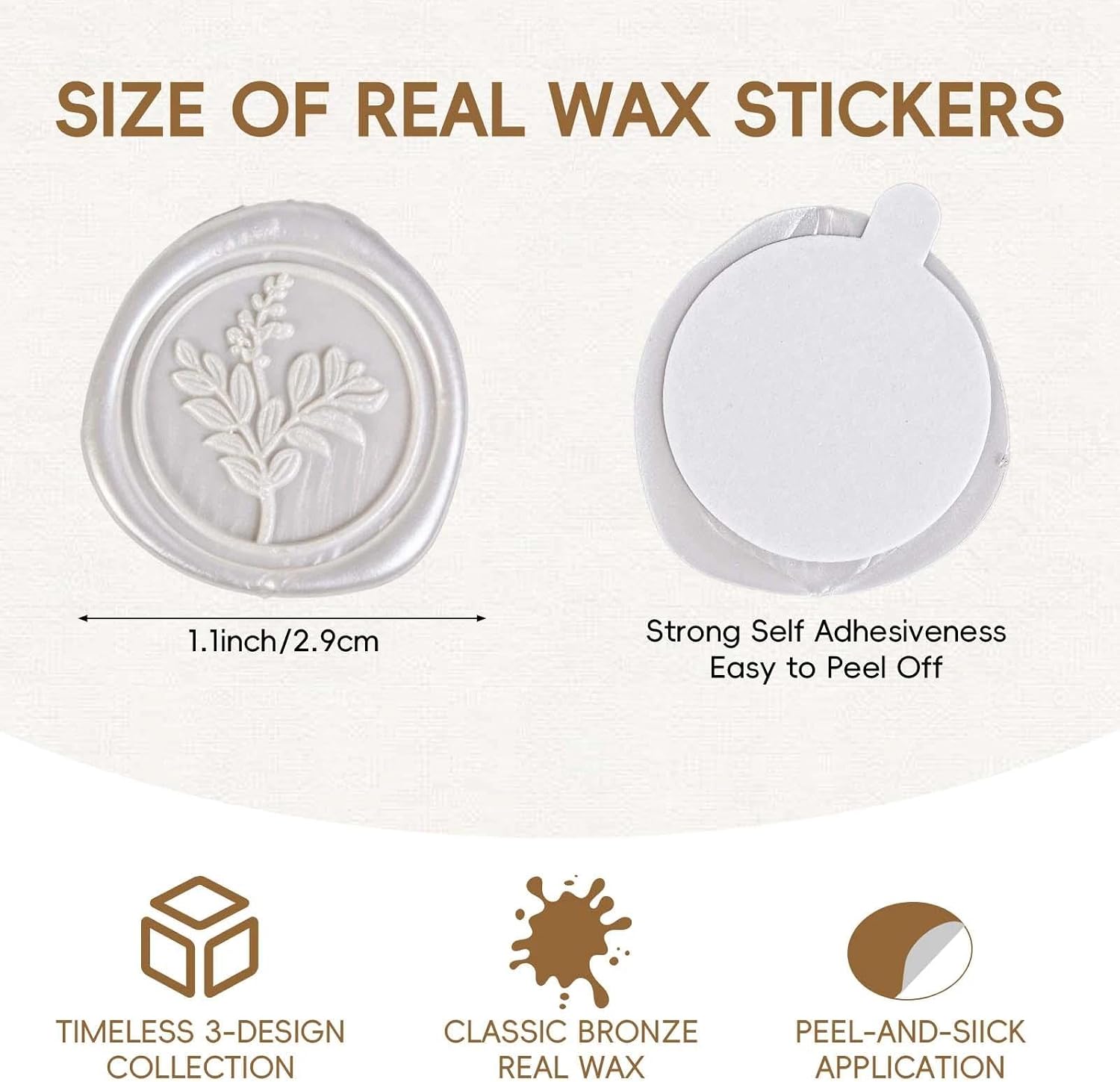 60 Pcs Wax Seal Stickers Set (3 Designs in 1 Pack) - Adhesive Backed Elegant Floral Designs for Wedding Invitation Envelope Seal Stickers Gift Wrapping (Pearl White)