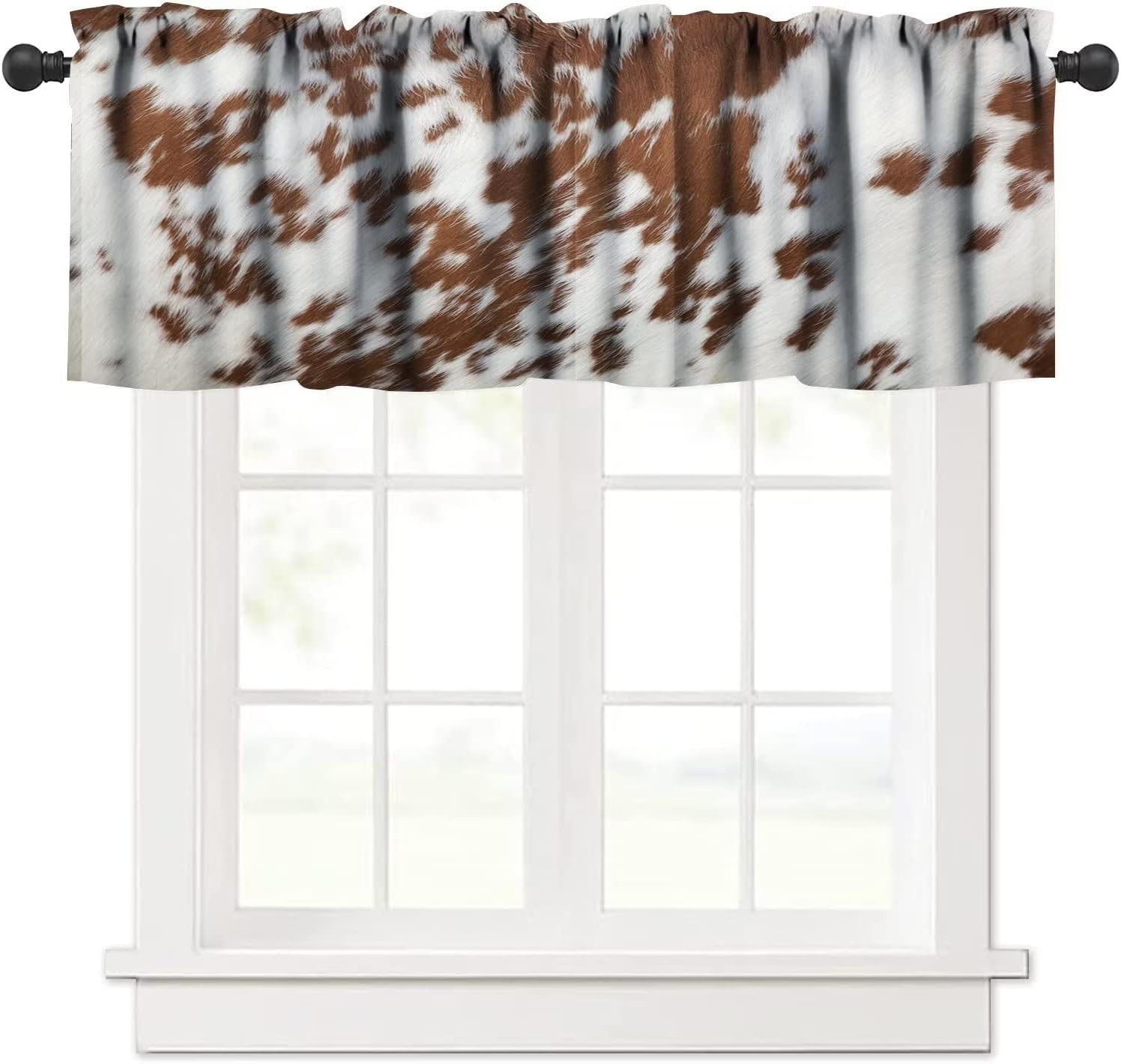 Cowhide Cow Print Valances Curtain Farmhouse Animal Skin