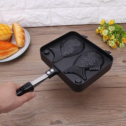 Sartén antiadherente para waffles Takoyaki con forma de pescado, utensilios para hornear pescado Taiyaki, moldes portátiles de acero inoxidable,