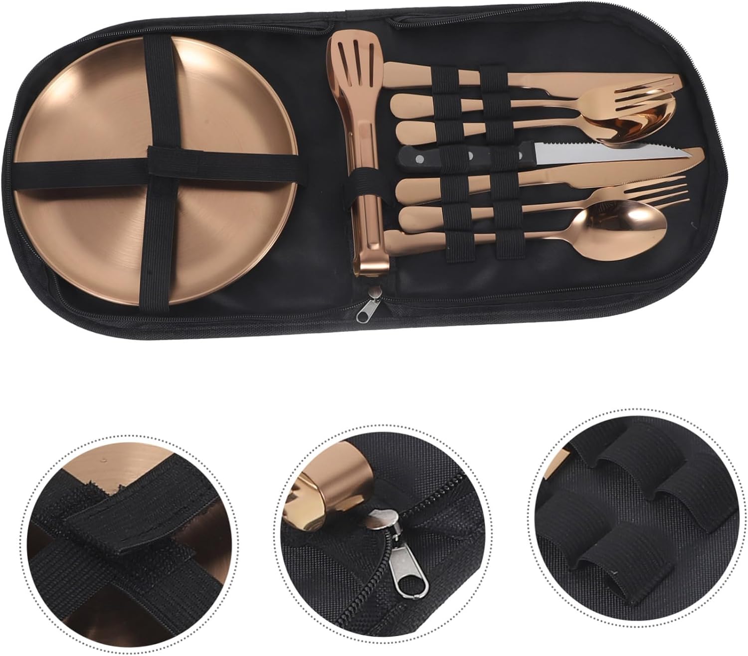 1set Stainless Steel Camping Utensil Reusable Travel Cutlery Case for Picnics Bbqs and Outdoor Adventures Ergonomic Design Easy to