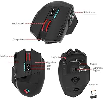 Amazon | Gamspeed RGB MMOゲーミングマウス 無線 MMO高精度