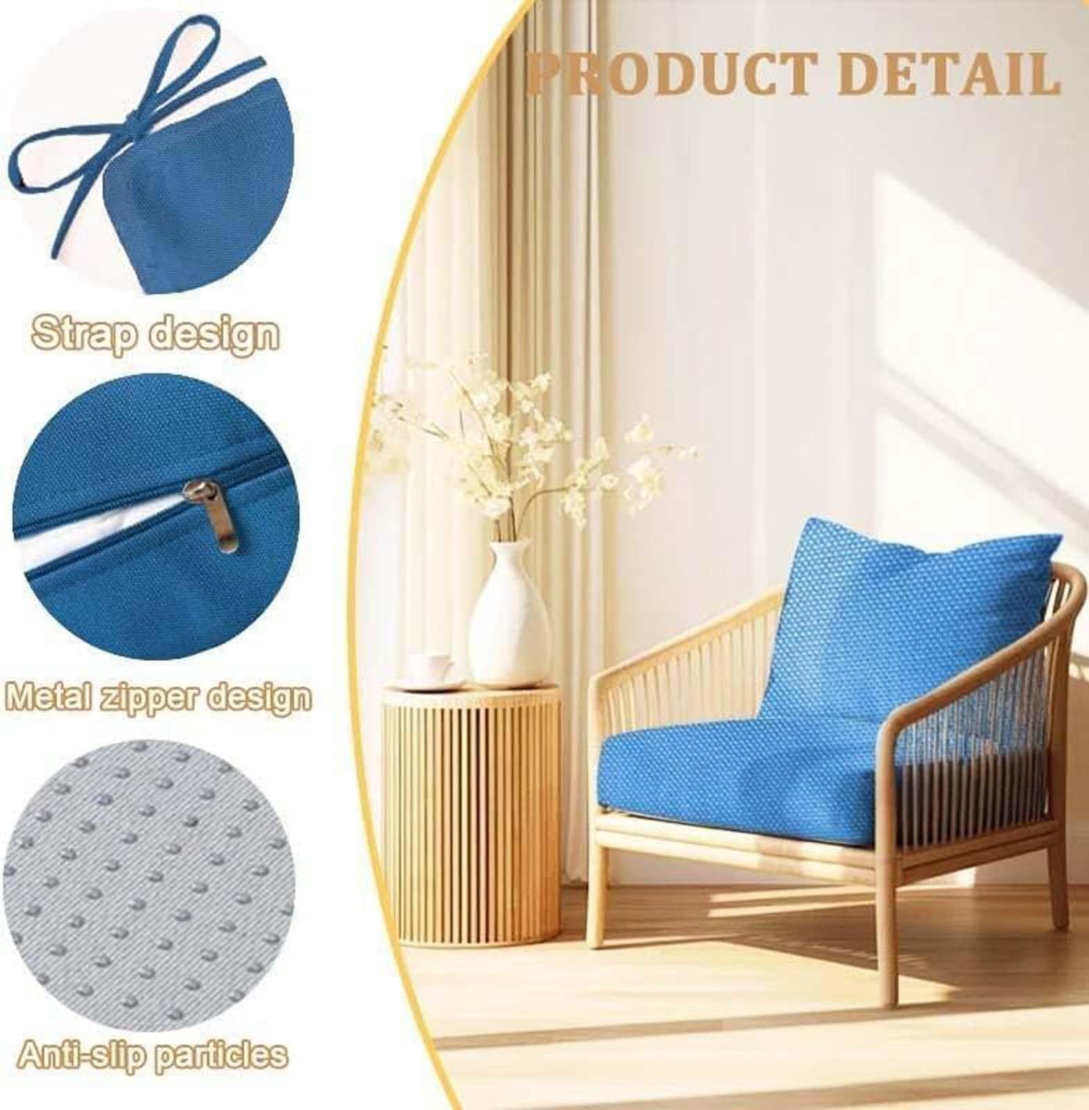 Galette de Chaise Exterieur 45x45cm(4pcs) Coussin de Chaise épais et imperméable en Mousse pour Cuisine, Salle à Manger, Salon et Jardin, Meubles en rotin, Housse zippée amov