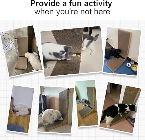 Miniatura 7 de FUKUMARU Rascador para gatos, almohadilla para rascar en forma de L de 18.6 pulgadas para gatos montada en la pared, cartón rascador para gatos de