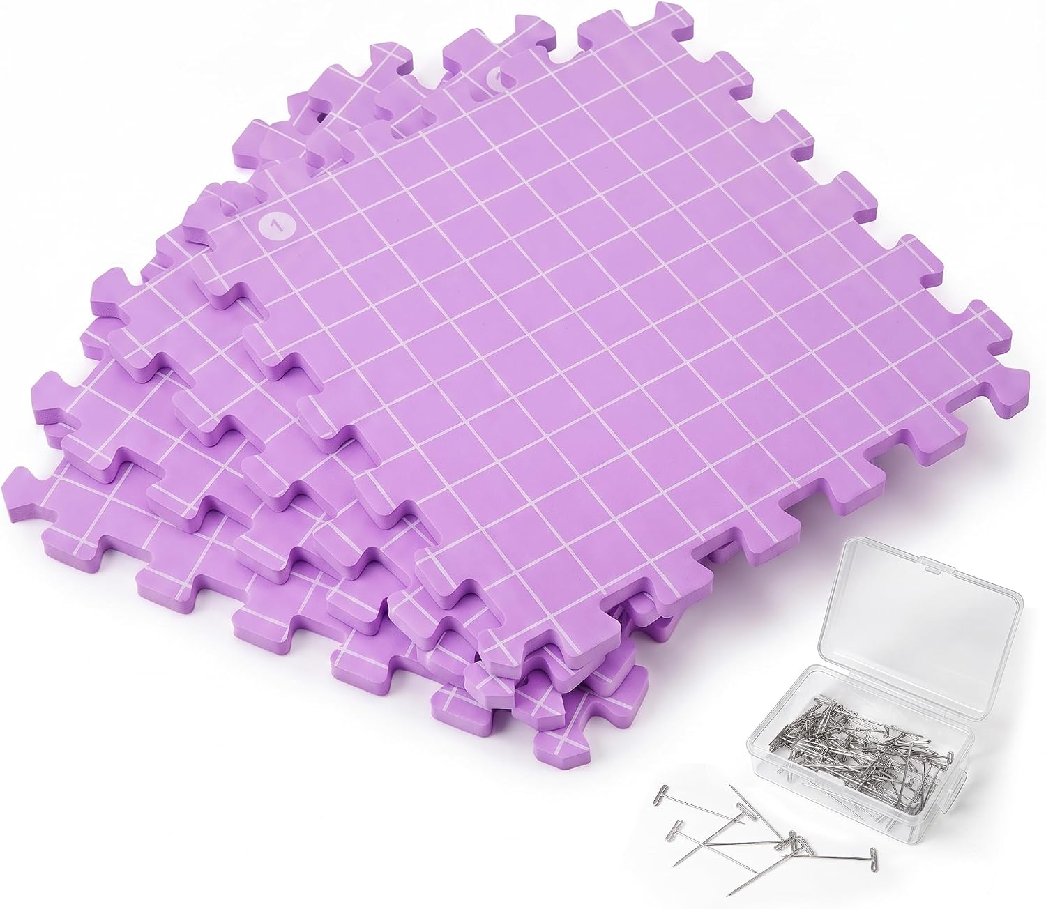 Blocking Mats for Knitting & Crochet Projects, for Knitting & Crochet Projects, Foam Board Design, Includes 50 T-Pins for Yarn Craft Blocking, (12” x 12” 4 Pack)