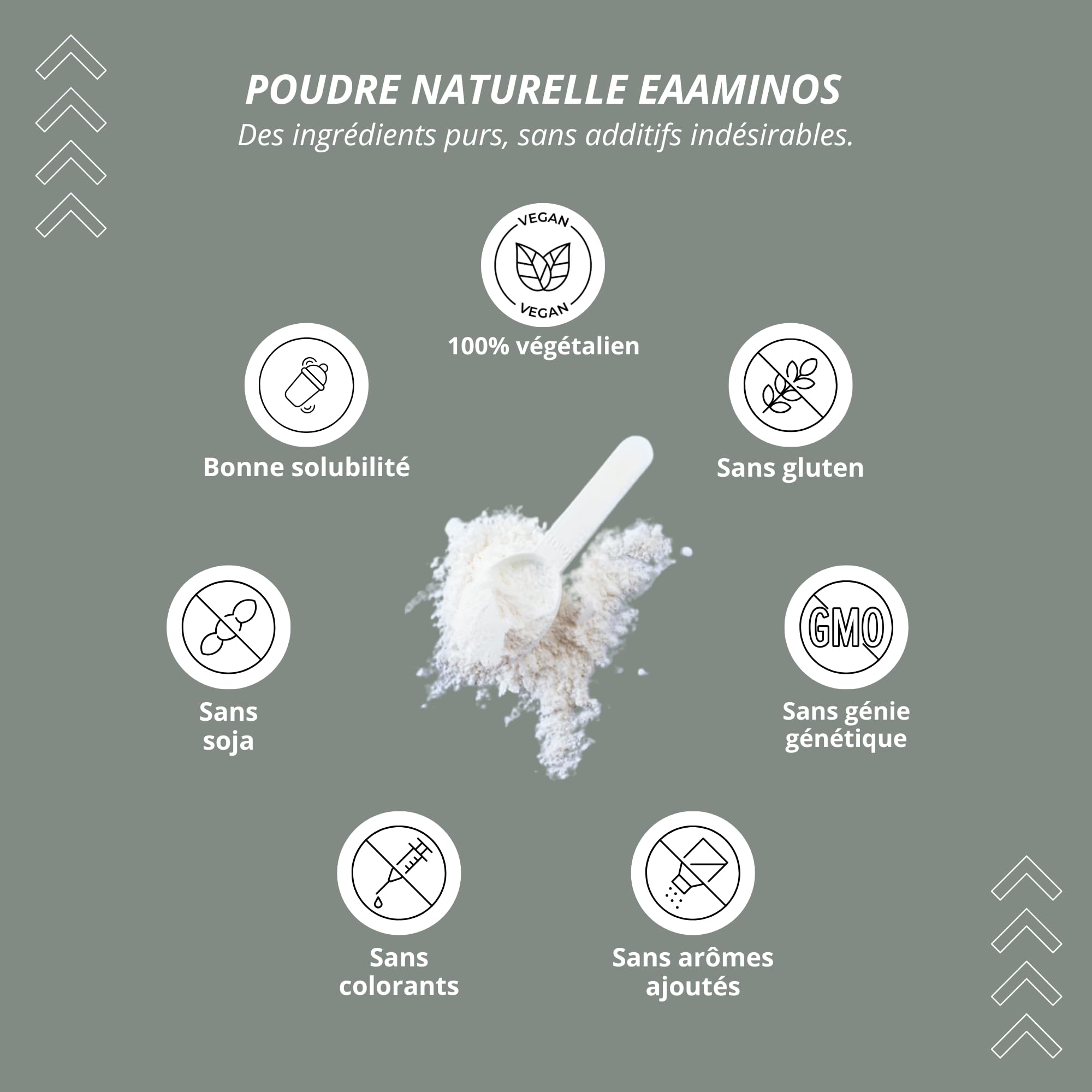 Nutri + Eaa 9 acides aminés poudre - Poudre d'EAA Neutral 500g - Haute dose - AAE instantanés goût neutre sans édulcorants, additifs & goût artificiel - Vegan Essential Aminos