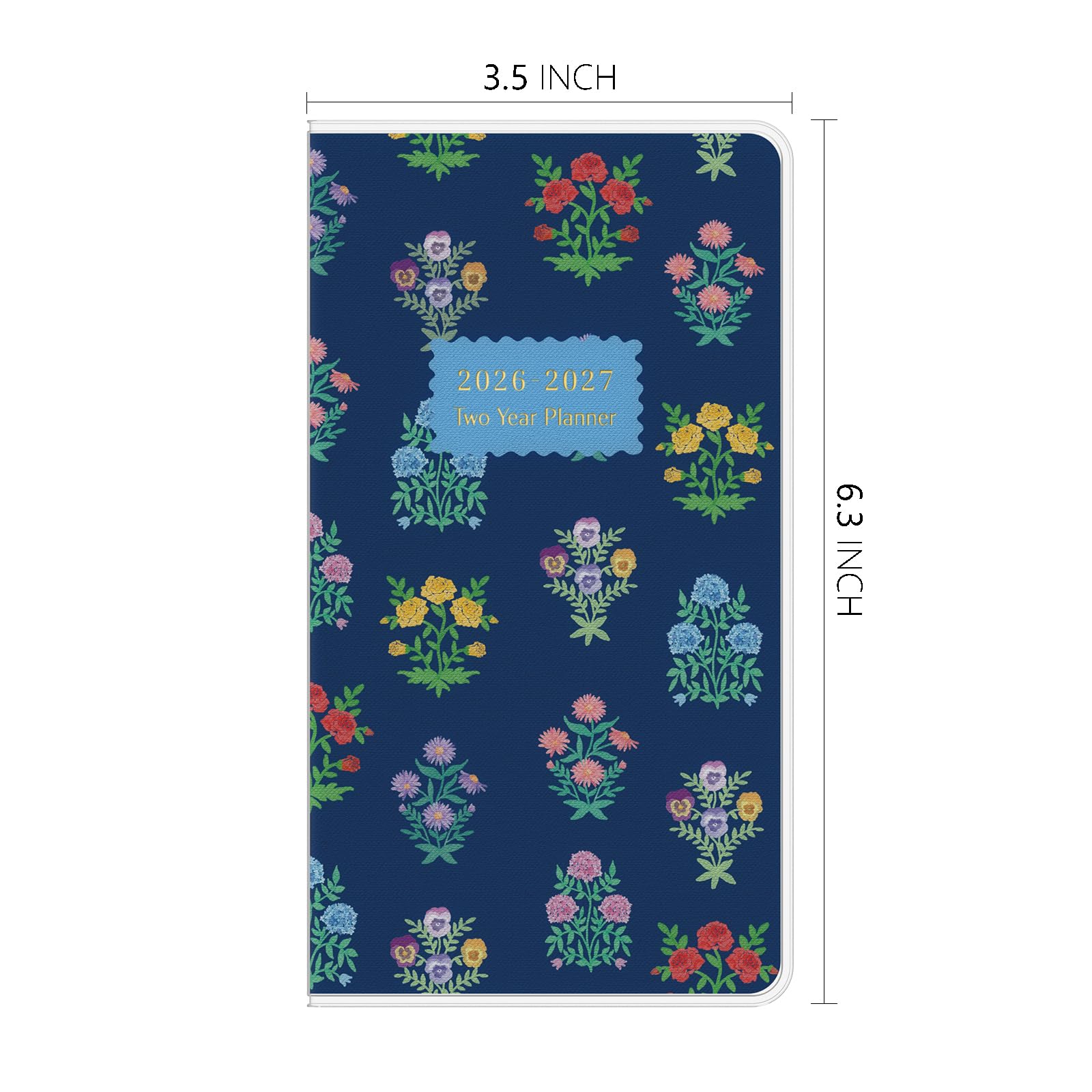 Calendario tascabile 2026-2027, Jotsome Agenda mensile 2 anni da gennaio 2026 a dicembre 2027, 8,9 x 16,3 cm, piccola agenda tascabile con copertura in PVC per borsa, giardino fiorito