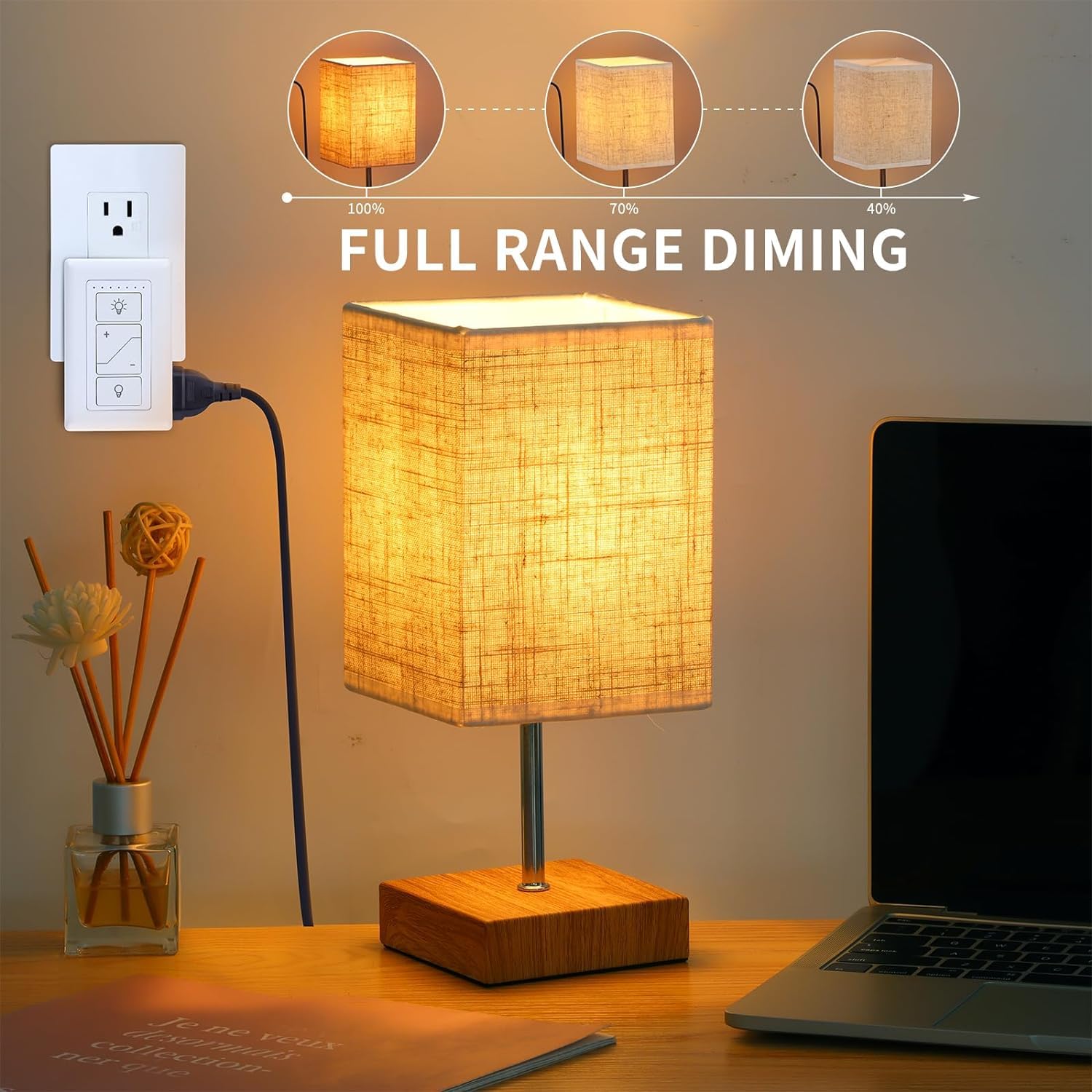 Plug in Lamp Dimmer with Remote, Digital Dimmer Light Switch for Dimmable Incandescent/Halogen and LED/CFL