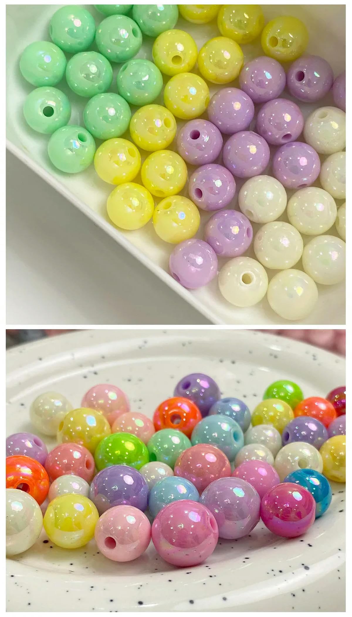 500g Cuentas acrílicas AB degradadas 10-16 mm Esfera circular Imitación de perlas utilizadas para hacer joyas Accesorios de cuentas DIY-albo-12 mm