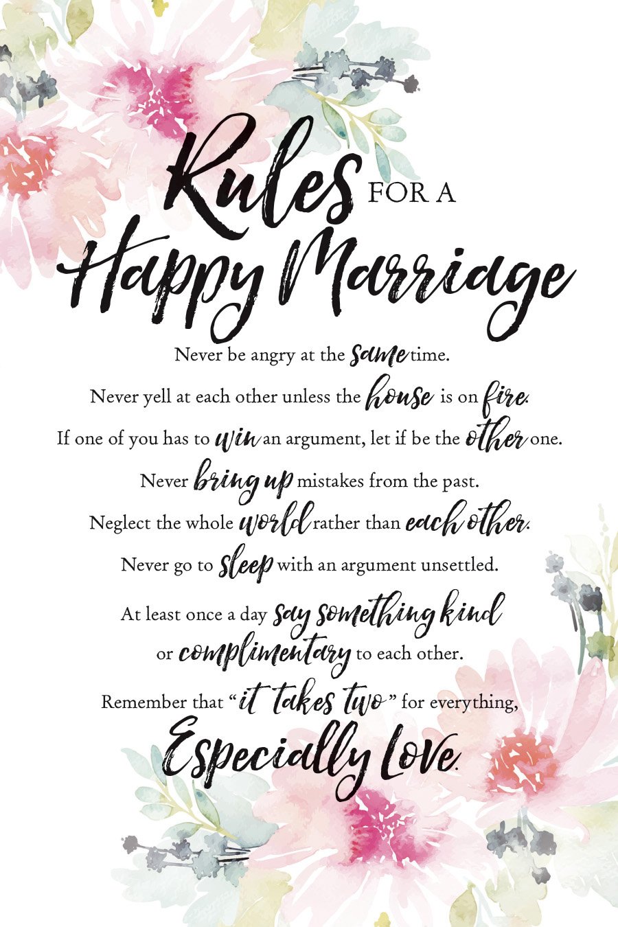 Dexsa Rules for Happy Marriage Woodland Grace Series 6" x 9" Wood Plaque with Easel