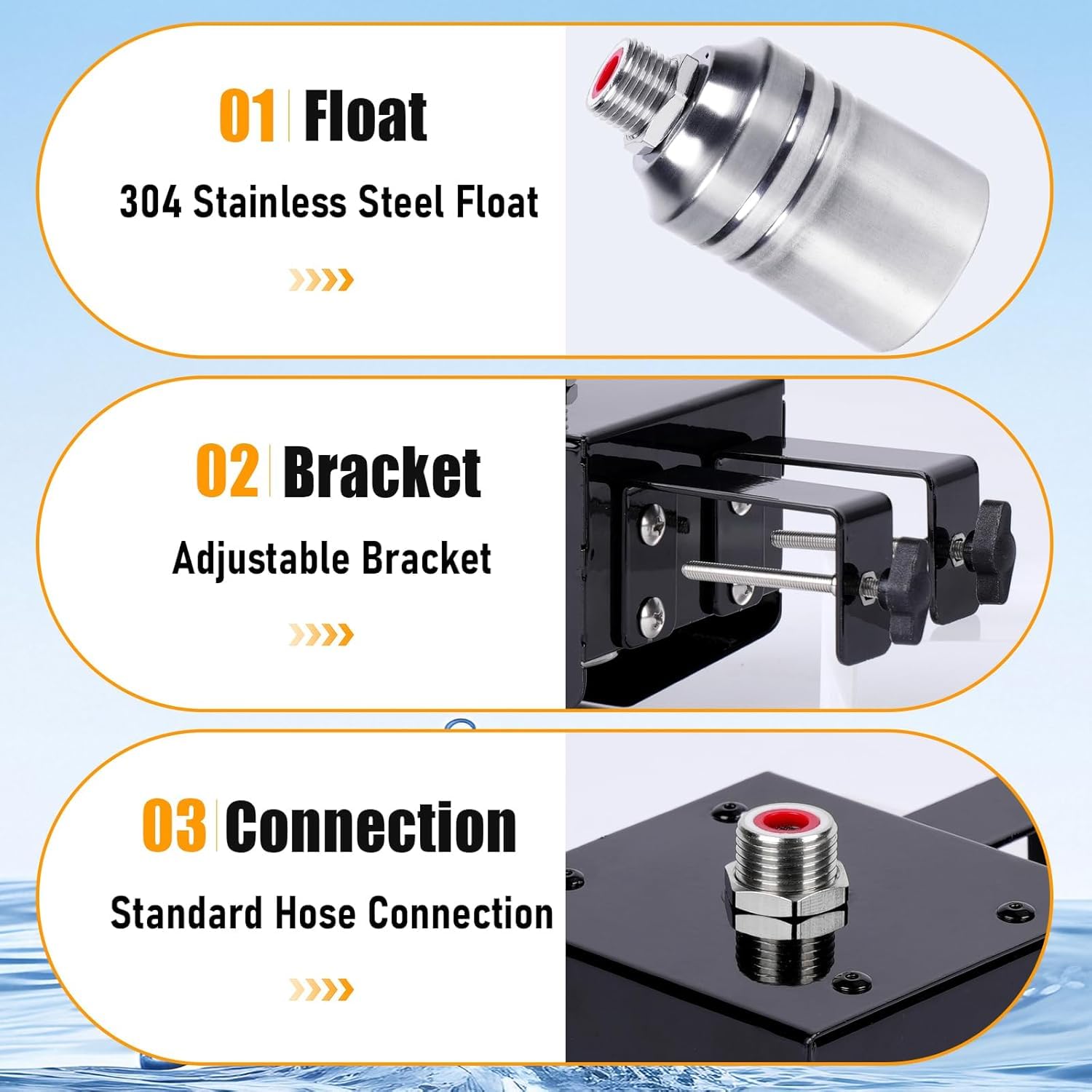 Válvula de flotador de metal de 1/2 pulgadas, interruptor de flotador automático para depósito de agua, válvula de llenado de cisterna, con adaptador de 3/4 pulgadas, para piscina o acuario