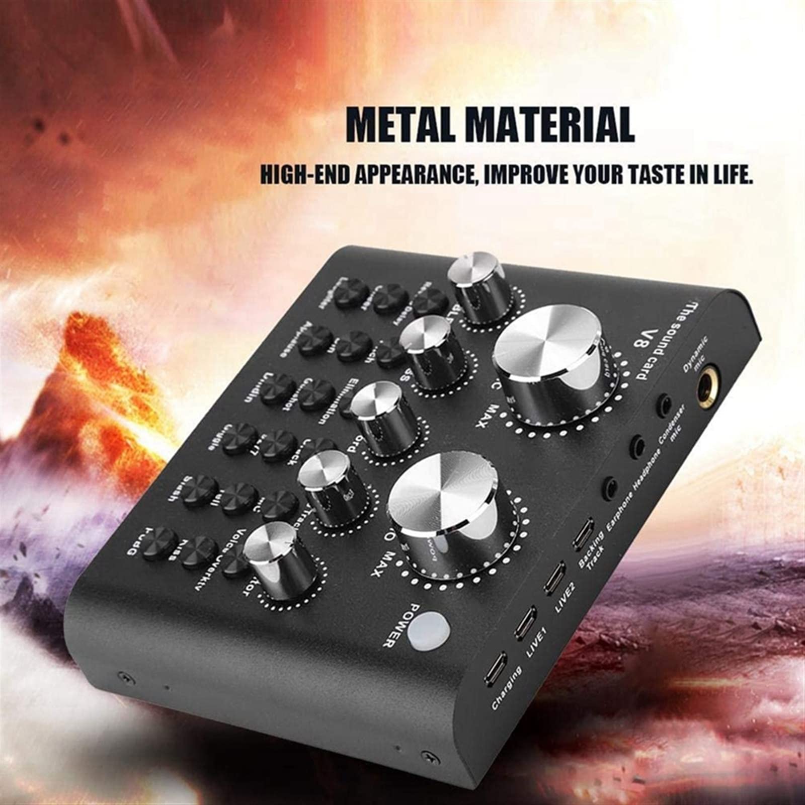Mixer Audio Professionale, Scheda Audio V8 Live con Effetti e Cambia Voce, Dispositivo Mixer Audio Bluetooth per Streaming Live, Registrazione Musicale