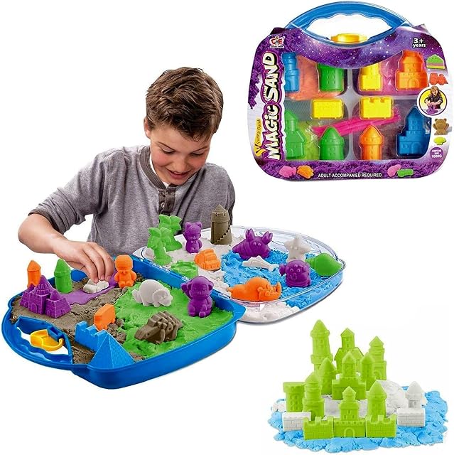 Kidoloop 1KG Play Sand Combo Pack in 3 with Storage Box and Accessories, Made, Suitable for age 3 and up, For Kids