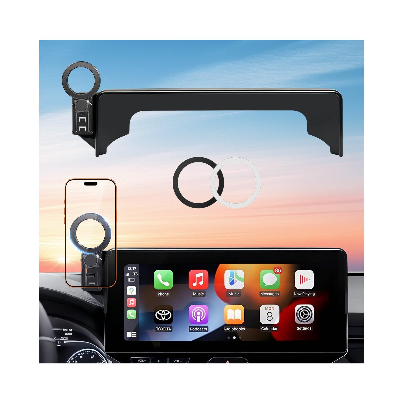Supporto per telefono da auto per Toyota Venza 2024 2023 2022 2021 (solo per schermo da 12,3 pollici), rotazione a 360°, compatibile con Magsafe, non influisce sulla bocchetta dell'aria