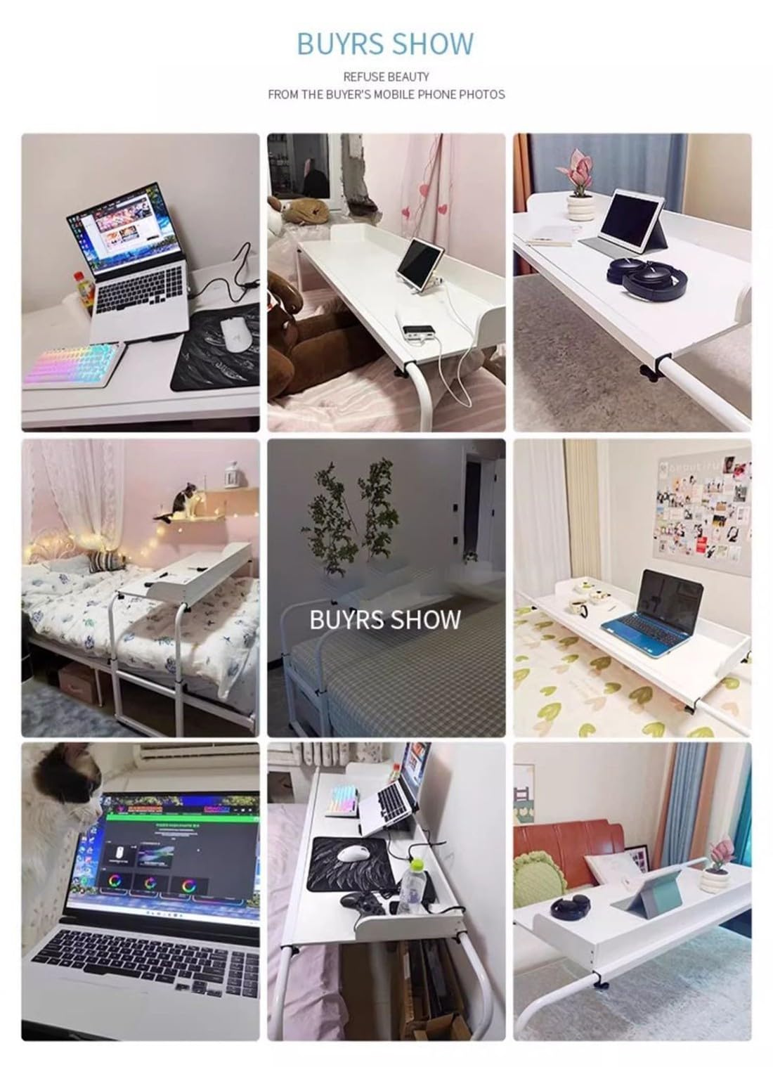 Mesa sobre La Cama con Ruedas, Altura Ajustable sobre La Cama Mesa De Escritorio King Size, Rolling Desk Over Bed, King Beds Rolling Medical Bed Desk para El Hospital Y El Hogar