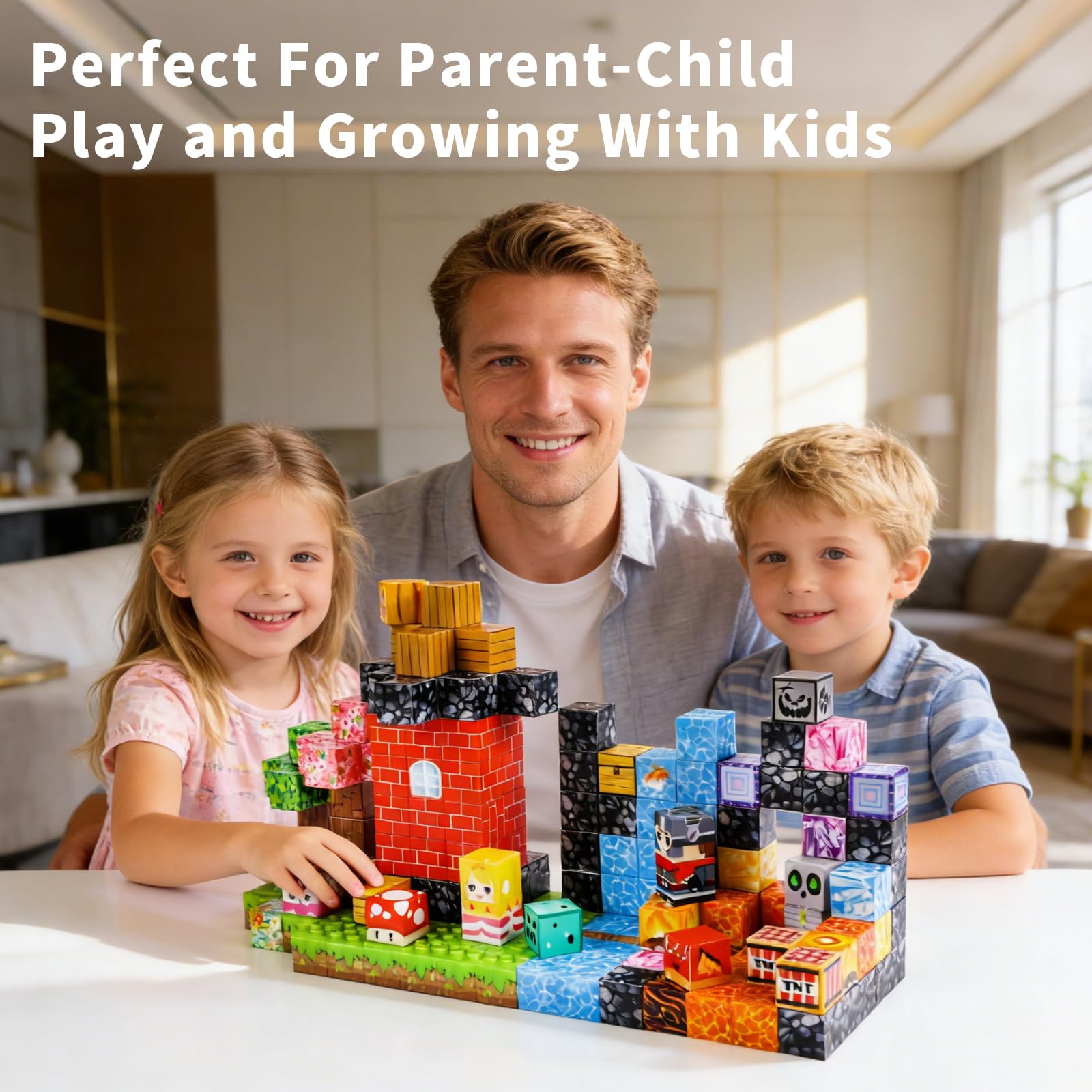 MEESHEEP Magnetic Blocks- 208PCS, Magnetic Building Blocks Set, STEM Montessori Toys, Bithday Gifts for Girls Boys Age 3 4 5 6 7 8 9 10 - Image 4