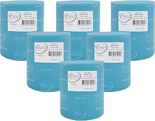 Expo International Decorative Matte Tulle, Roll/Spool of 6” X 200 Yards, Lightweight Polyester Tulle Fabric for Tutus, Costumes, and Party Decorations, Washable, Easy-to-Use, Pack of 6, Light Blue